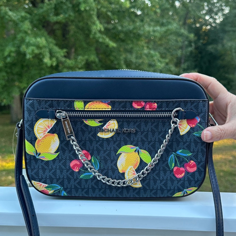 Michael Kors Jet Set Large Fruit Print Logo Crossbody Bag